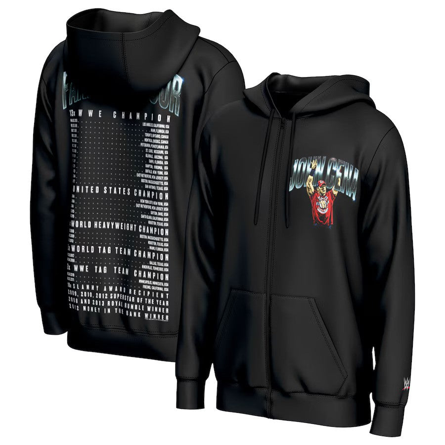 John Cena WWE ProSphere Farewell Tour Full-Zip Hoodie – Black (USA Stock) - UKASSNI