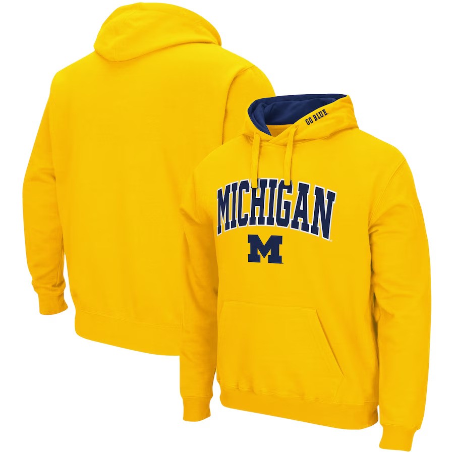 Michigan Wolverines NCAA Colosseum Arch Logo 3.0 Pullover Hoodie – Maize (USA Stock) - UKASSNI
