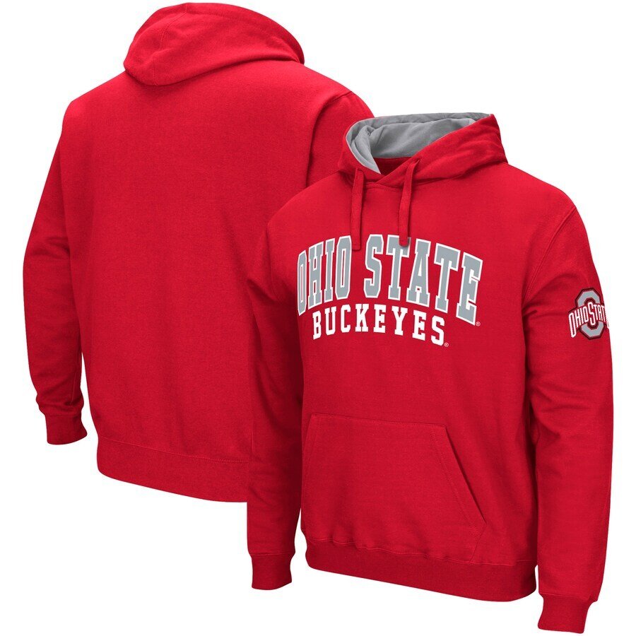 Ohio State Buckeyes NCAA Colosseum Double Arch Pullover Hoodie – Scarlet (USA Stock) - UKASSNI