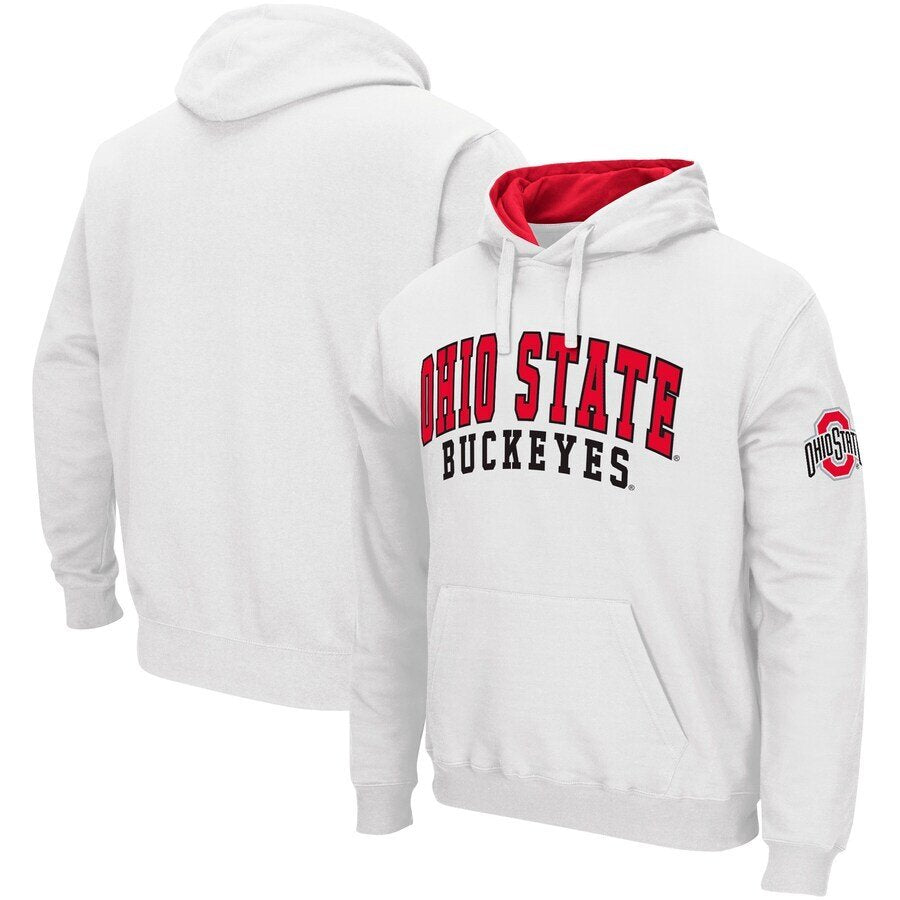 Ohio State Buckeyes Colosseum Double Arch Pullover Hoodie - White - UKASSNI