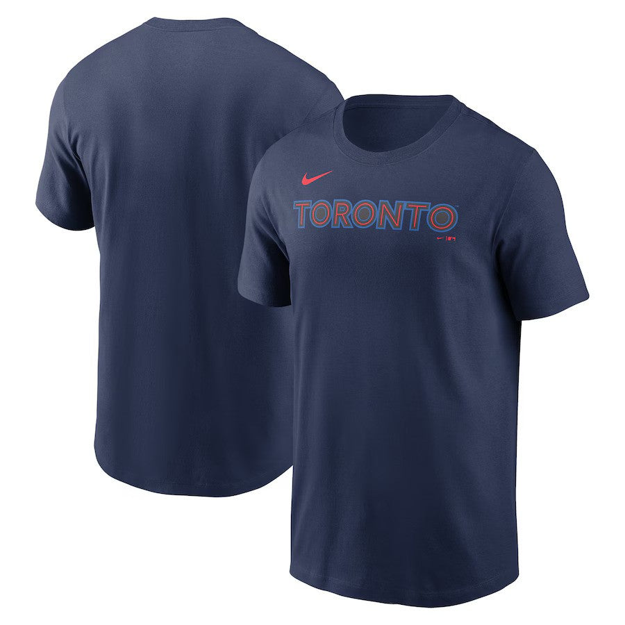 Toronto Blue Jays MLB Nike 2024 City Connect Wordmark T-Shirt - Navy - UKASSNI