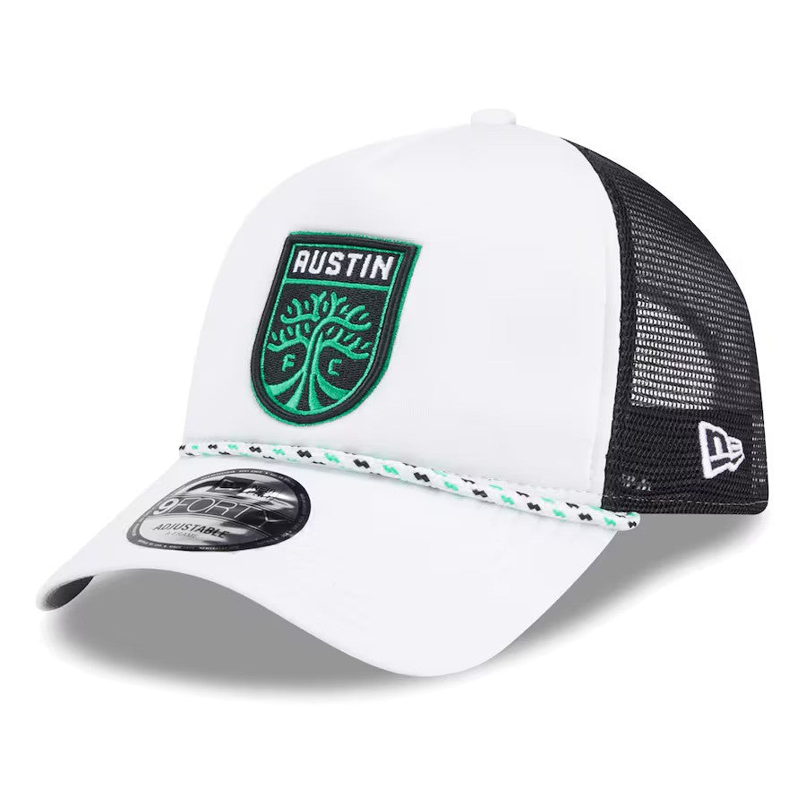 Austin FC New Era Court Sport Foam A-Frame 9FORTY Adjustable Trucker Hat - White/Black - UKASSNI