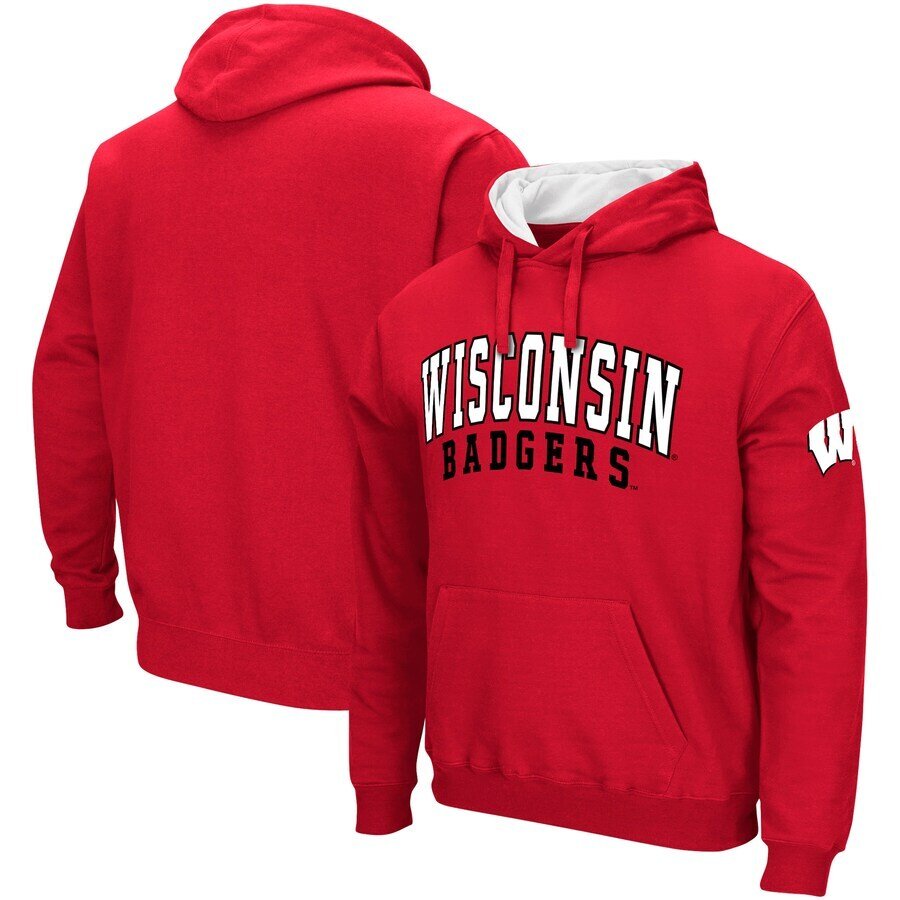 Wisconsin Badgers Colosseum Double Arch Pullover Hoodie - Red - UKASSNI