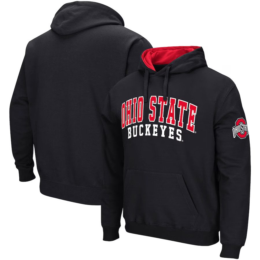 Ohio State Buckeyes NCAA Colosseum Double Arch Pullover Hoodie – Black (USA Stock) - UKASSNI