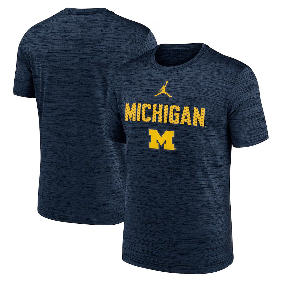 Michigan Wolverines NCAA Jordan Brand Campus Slant Velocity Performance T-Shirt – Navy (USA Stock) - UKASSNI