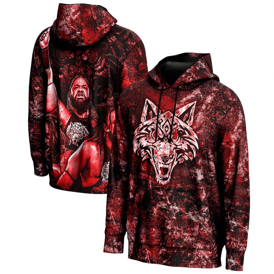 Jacob Fatu WWE ProSphere Graphic Pullover Hoodie – Red (USA Stock) - UKASSNI