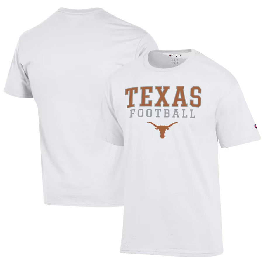 Texas Longhorns NCAA Champion Football Stack T-Shirt – White (USA Stock) - UKASSNI