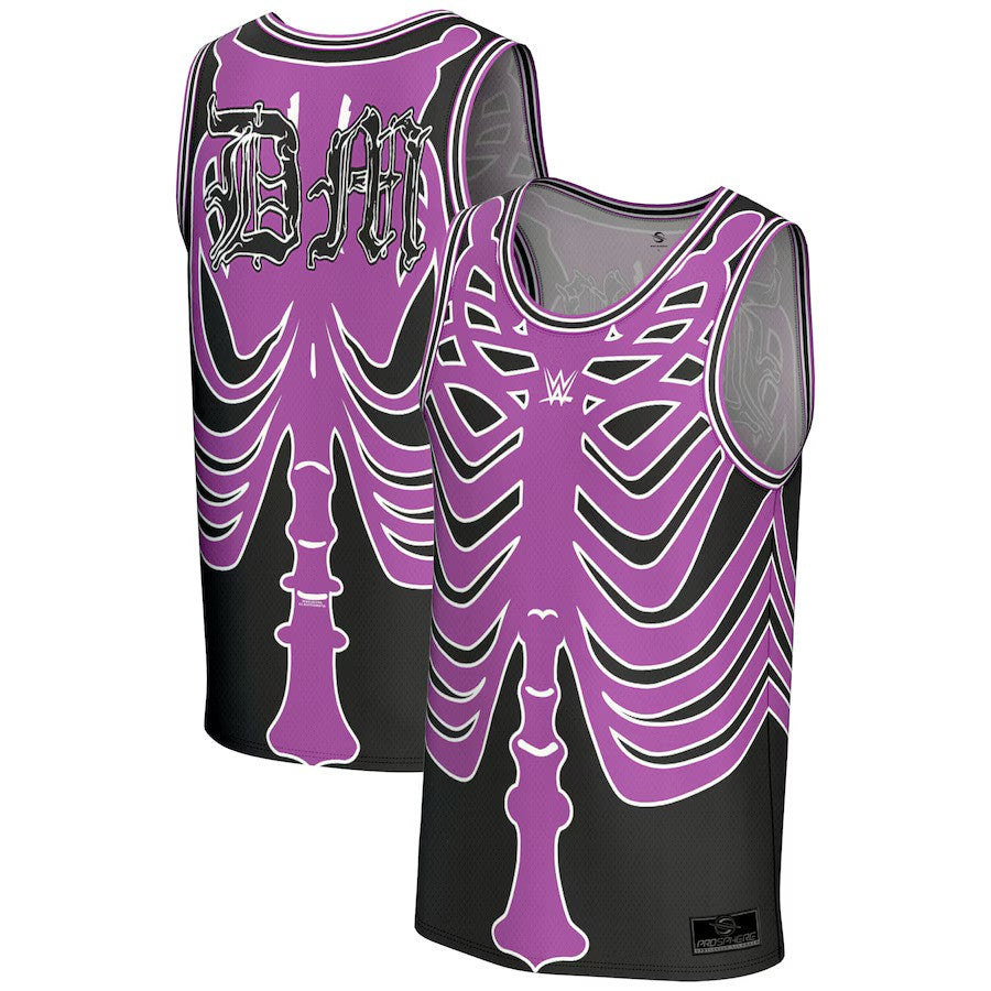 Dominik Mysterio WWE ProSphere Skeleton Basketball Jersey – Purple (USA Stock) - UKASSNI