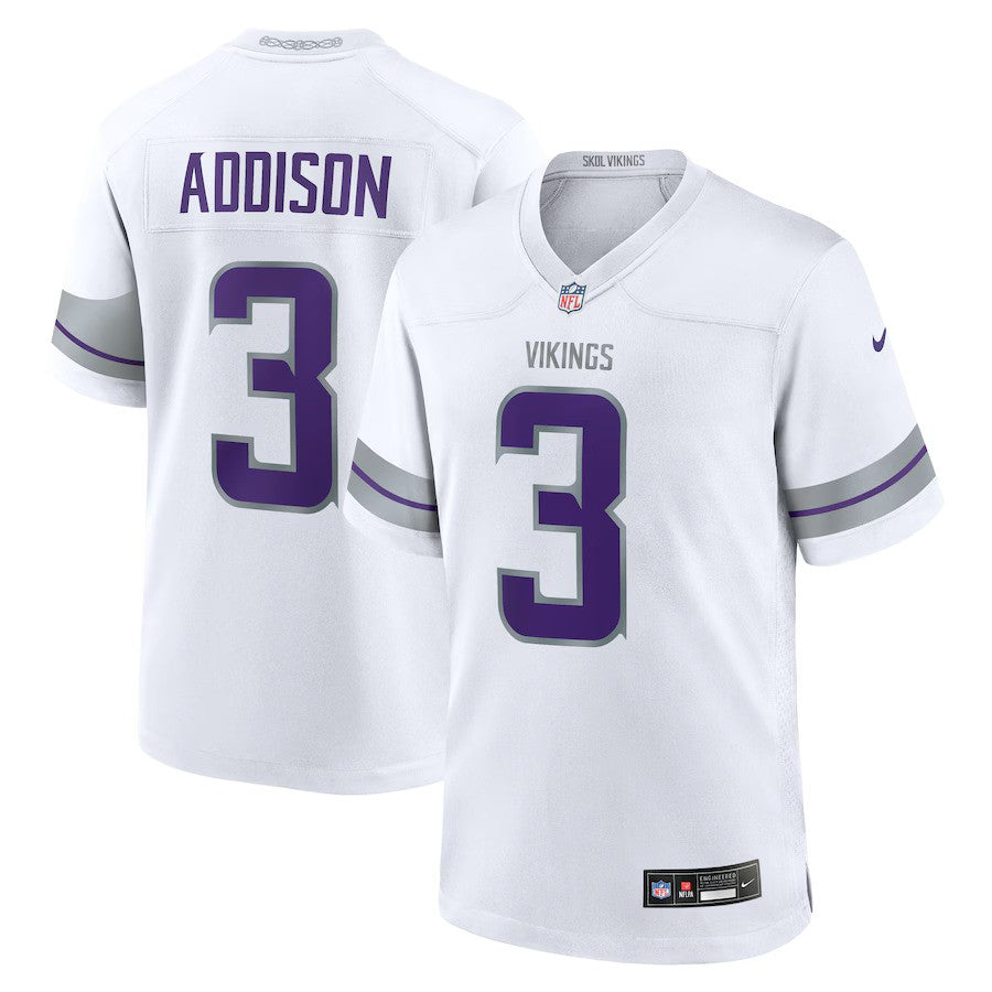 Jordan Addison NFL Minnesota Vikings Nike Alternate Game Player Jersey – White (USA Stock) - UKASSNI