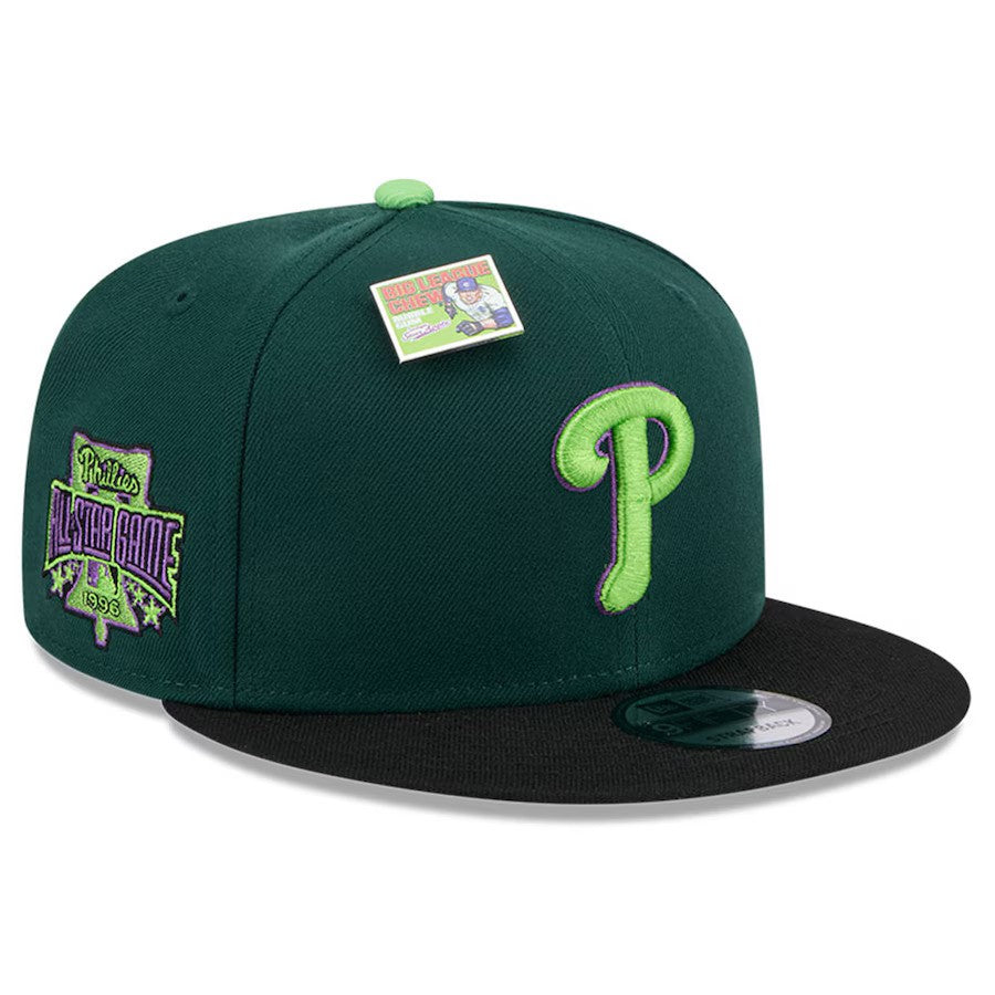 Philadelphia Phillies New Era Sour Apple Big League Chew Flavor Pack 9FIFTY Snapback Hat - Green/ Black - UKASSNI