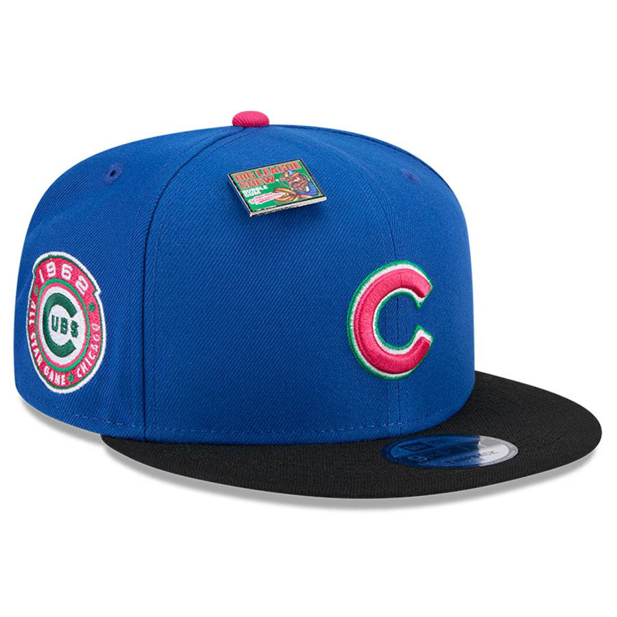 Chicago Cubs New Era Watermelon Big League Chew Flavor Pack 9FIFTY Snapback Hat - Royal/ Black - UKASSNI