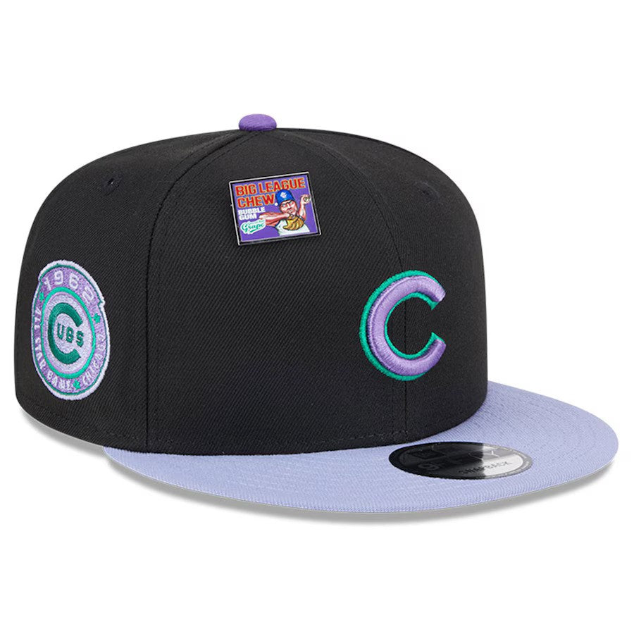 Chicago Cubs New Era Grape Big League Chew Flavor Pack 9FIFTY Snapback Hat - Black/ Purple - UKASSNI