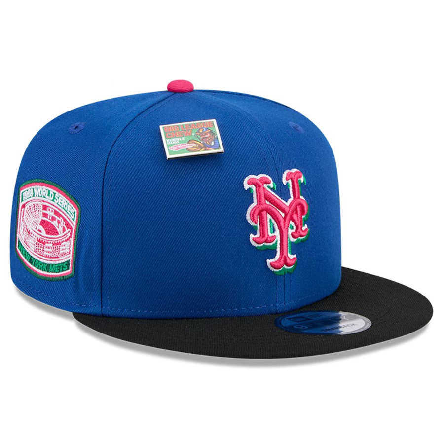 New York Mets New Era Watermelon Big League Chew Flavor Pack 9FIFTY Snapback Hat - Royal/ Black - UKASSNI