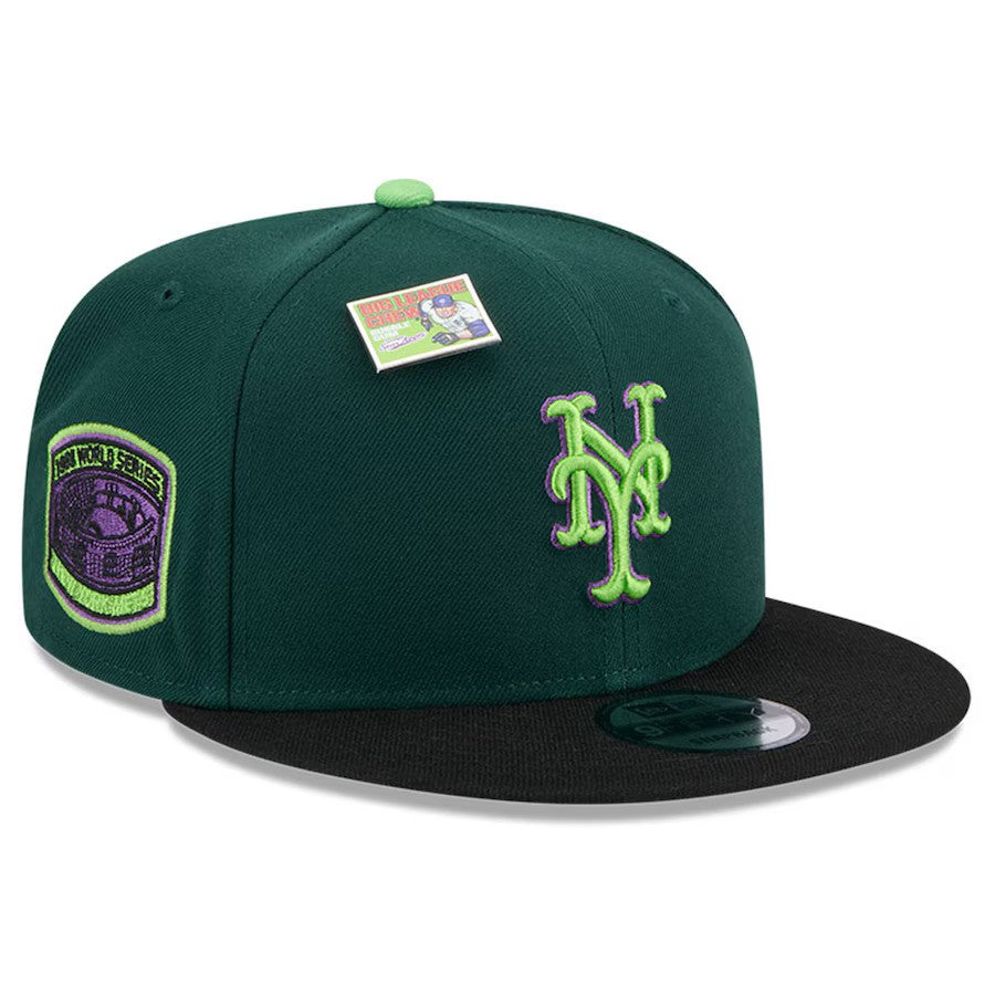 New York Mets New Era Sour Apple Big League Chew Flavor Pack 9FIFTY Snapback Hat - Green/ Black - UKASSNI