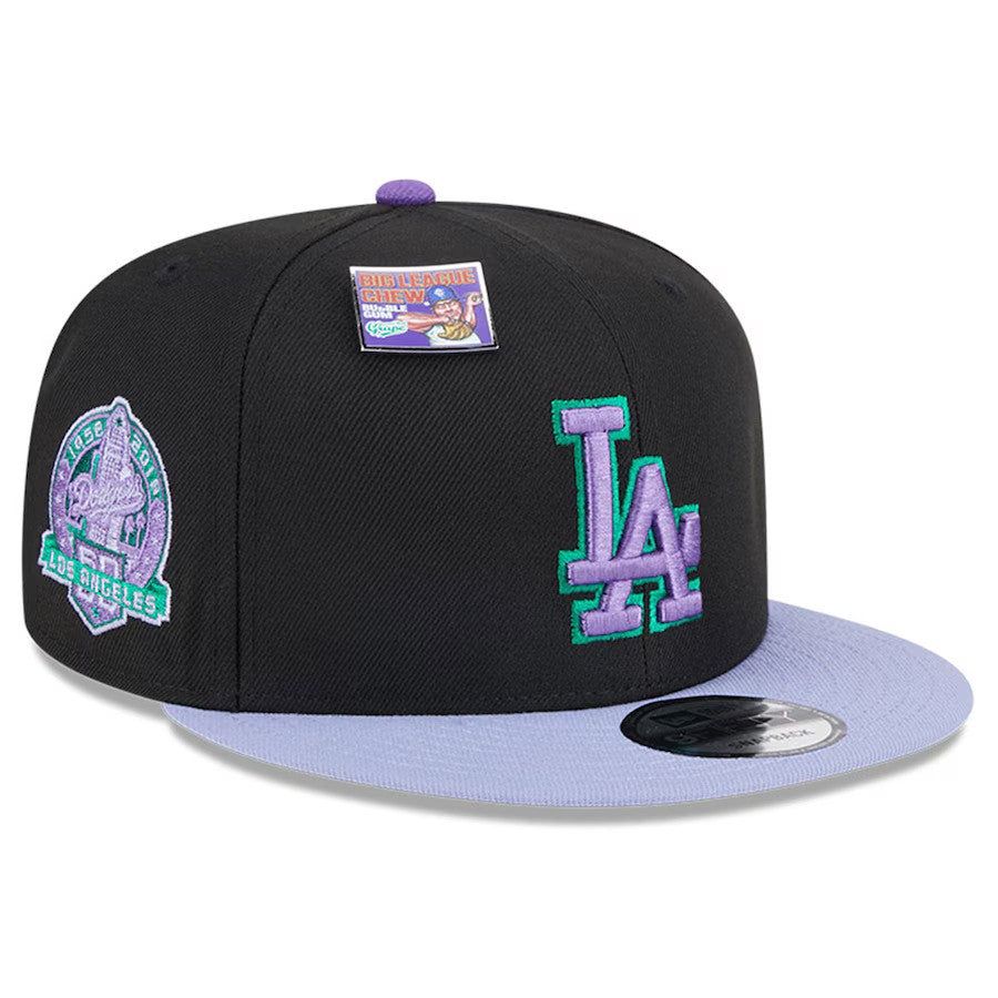 Los Angeles Dodgers New Era Grape Big League Chew Flavor Pack 9FIFTY Snapback Hat - Black/ Purple - UKASSNI