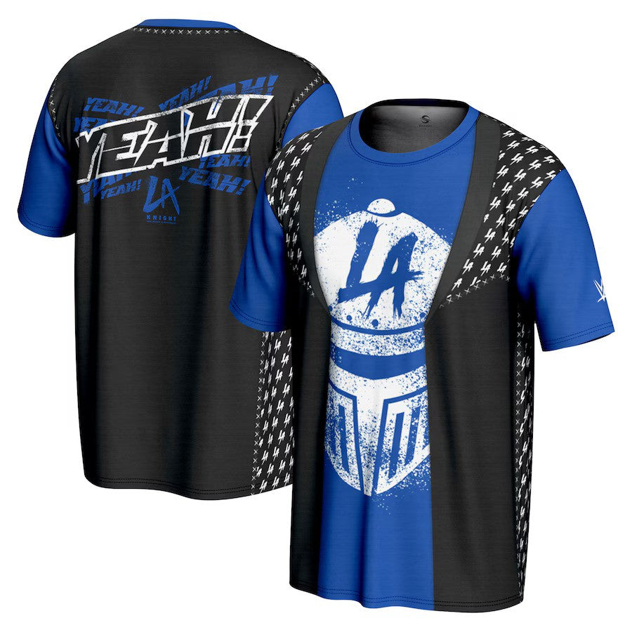LA Knight WWE ProSphere Vest T-Shirt – Blue (USA Stock) - UKASSNI