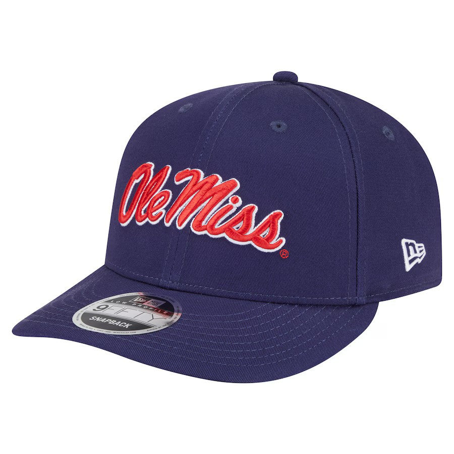 Ole Miss Rebels NCAA New Era Low Profile 9FIFTY Snapback Hat - Navy (USA Stock) - UKASSNI