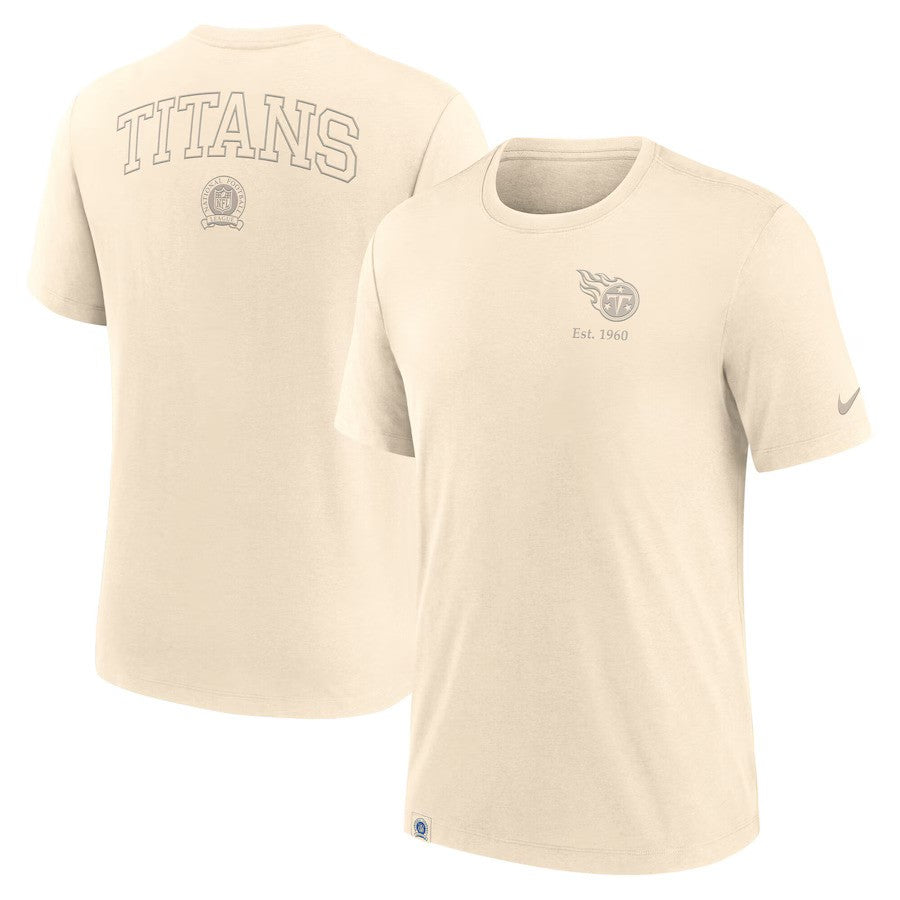 Tennessee Titans NFL Nike Glory Tri-Blend T-Shirt - Cream - UKASSNI