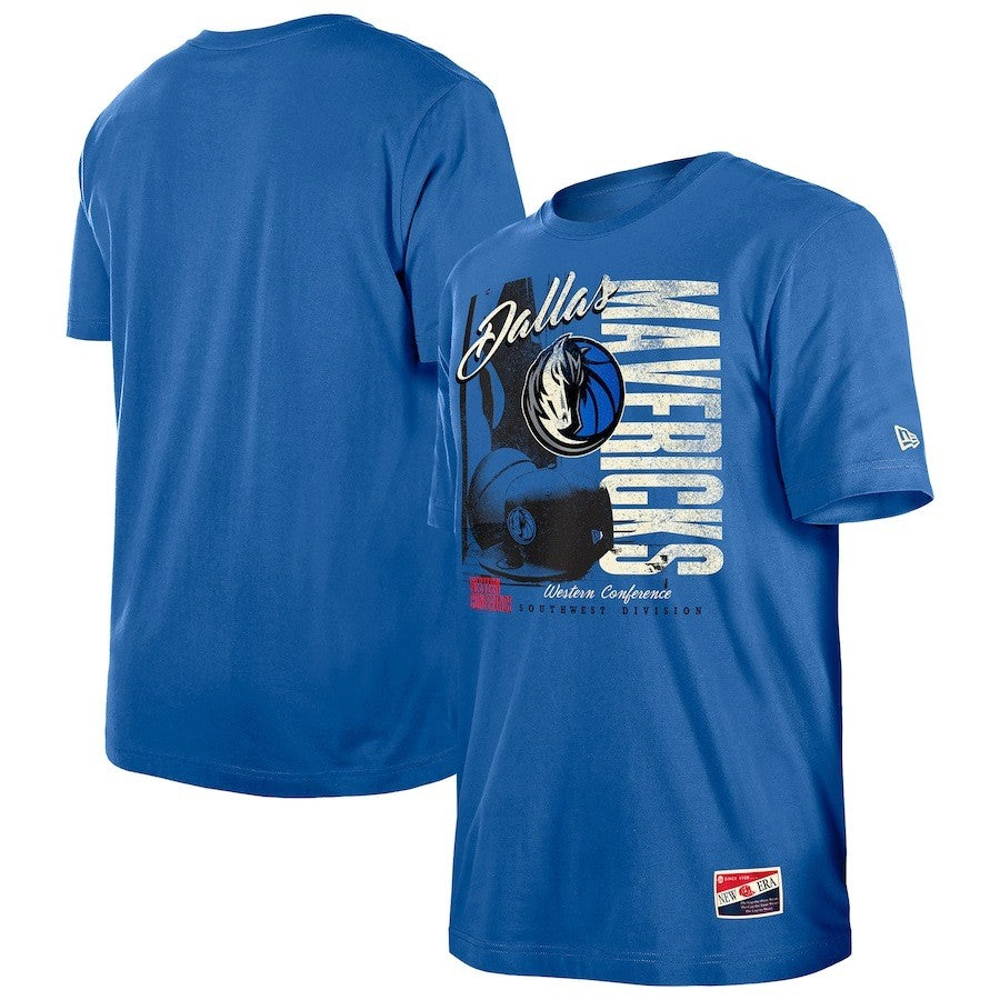 Dallas Mavericks NBA New Era Distressed Throwback Vintage Color Pack T-Shirt - Blue - UKASSNI