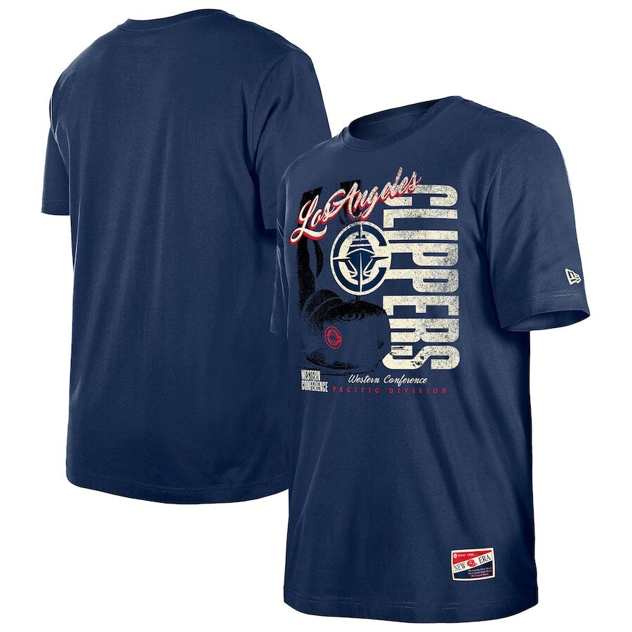 LA Clippers NBA New Era Distressed Throwback Vintage Color Pack T-Shirt - Navy - UKASSNI
