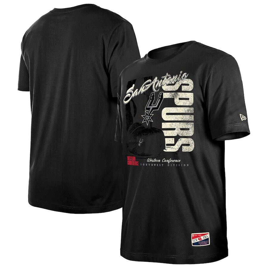 San Antonio Spurs NBA New Era Distressed Throwback Vintage Color Pack T-Shirt - Black - UKASSNI