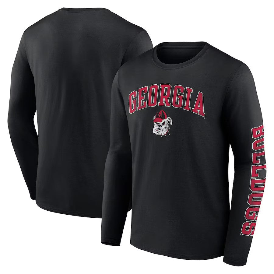 Georgia Bulldogs Fanatics Branded Distressed Arch Over Logo Long Sleeve T-Shirt - Black - UKASSNI