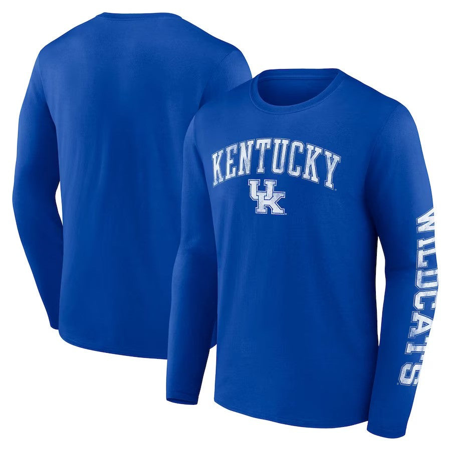 Kentucky Wildcats Fanatics Branded Distressed Arch Over Logo Long Sleeve T-Shirt - Royal - UKASSNI
