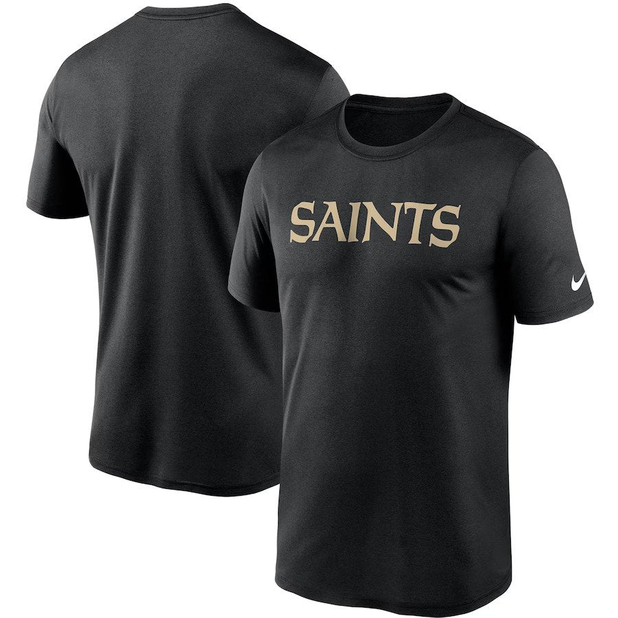 New Orleans Saints NFL UK Nike Wordmark Legend Performance T-Shirt - Black - UKASSNI