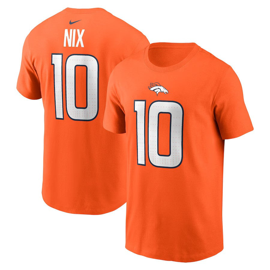 Bo Nix NFL Denver Broncos Nike Name & Number T-Shirt - Orange (USA Stock) - UKASSNI