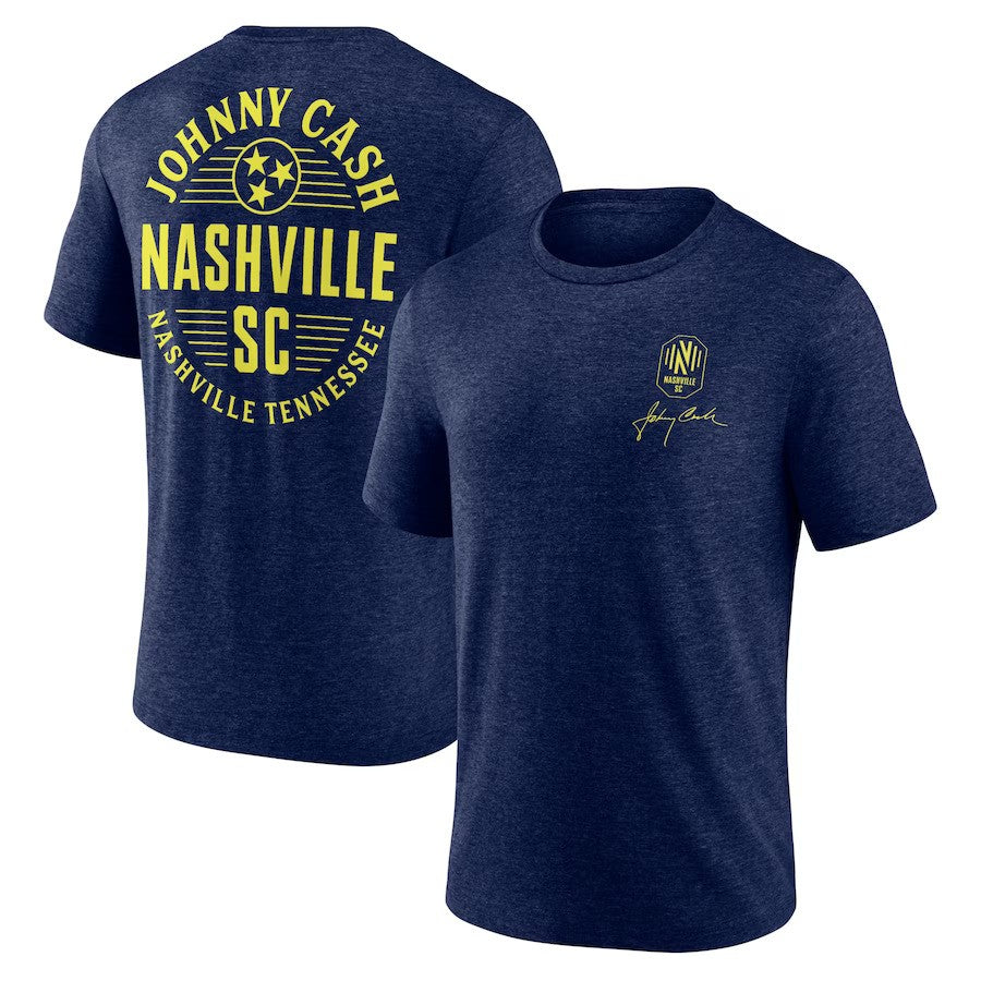 Nashville SC x Johnny Cash Fanatics Branded Oval T-Shirt - Heather Navy - UKASSNI
