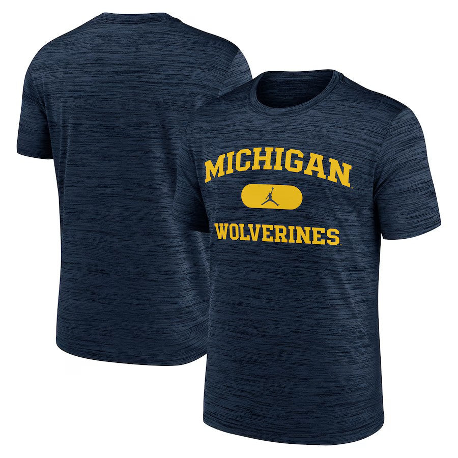 Michigan Wolverines NCAA Jordan Brand Velocity Mascot Performance T-Shirt – Navy (USA Stock) - UKASSNI