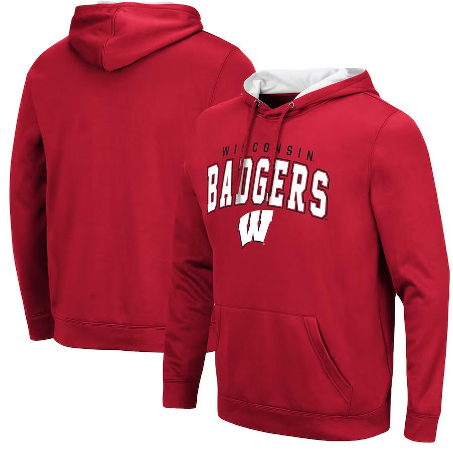 Wisconsin Badgers Colosseum Resistance Pullover Hoodie - Red - UKASSNI