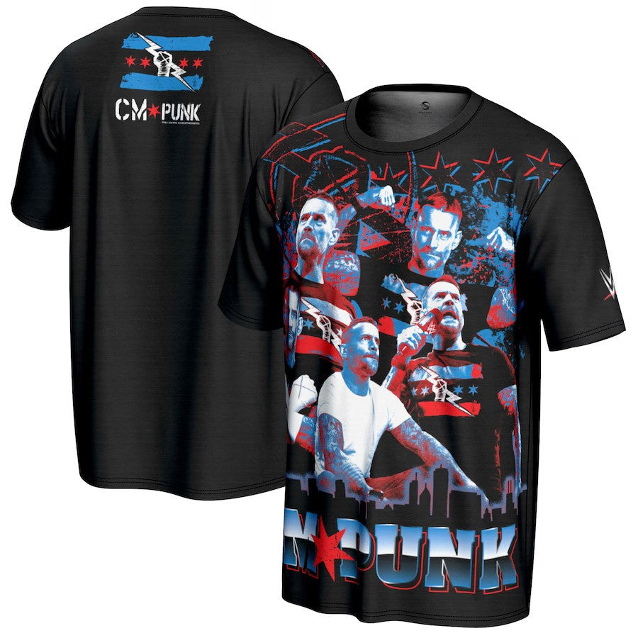 CM Punk WWE ProSphere Sublimated T-Shirt – Black (USA Stock) - UKASSNI