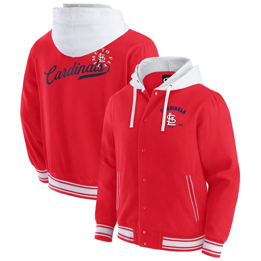 St. Louis Cardinals MLB Darius Rucker Collection by Fanatics Full-Snap Hooded Jacket - Red - USA Stock - UKASSNI