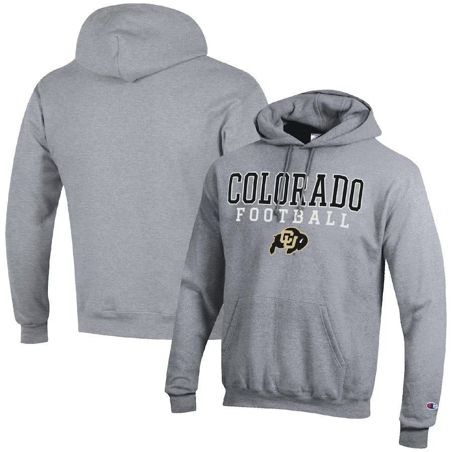 Colorado Buffaloes NCAA Champion Football Stack Pullover Hoodie – Heather Gray (USA Stock) - UKASSNI