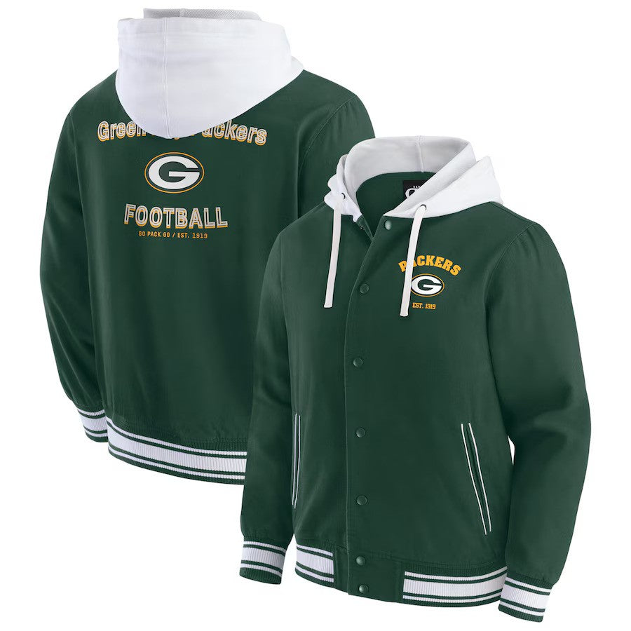 Green Bay Packers Darius Rucker Collection by Fanatics Full-Snap Hoodie Jacket – Green (USA Stock) - UKASSNI