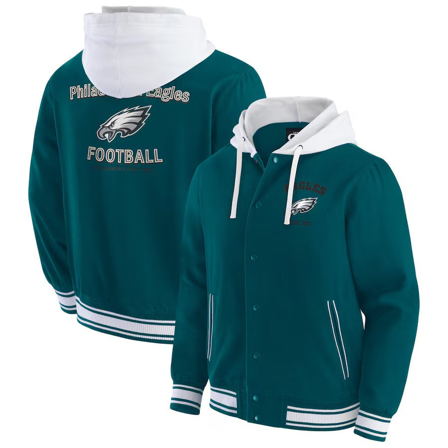 Philadelphia Eagles Darius Rucker Collection by Fanatics Full-Snap Hoodie Jacket – Midnight Green (USA Stock) - UKASSNI