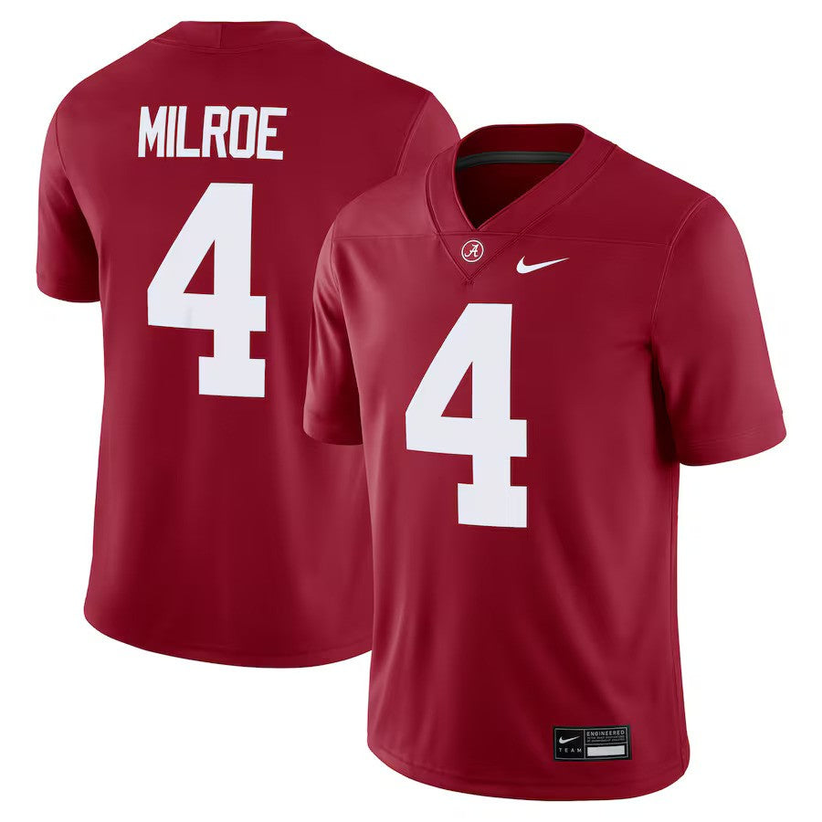 Jalen Milroe NCAA Alabama Crimson Tide Nike NIL Football Game Jersey - Crimson - UKASSNI