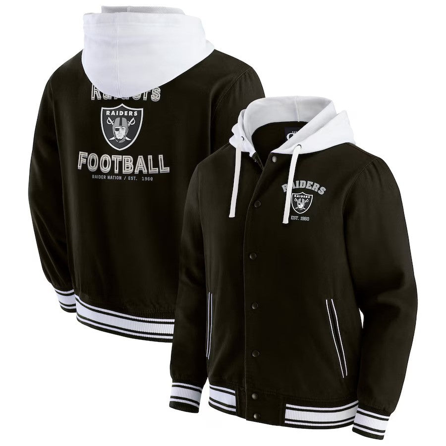 Las Vegas Raiders NFL Darius Rucker Collection by Fanatics Full-Snap Hoodie Jacket - Black - USA Stock - UKASSNI