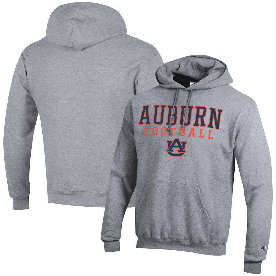 Auburn Tigers NCAA Champion Football Stack Pullover Hoodie – Heather Gray (USA Stock) - UKASSNI