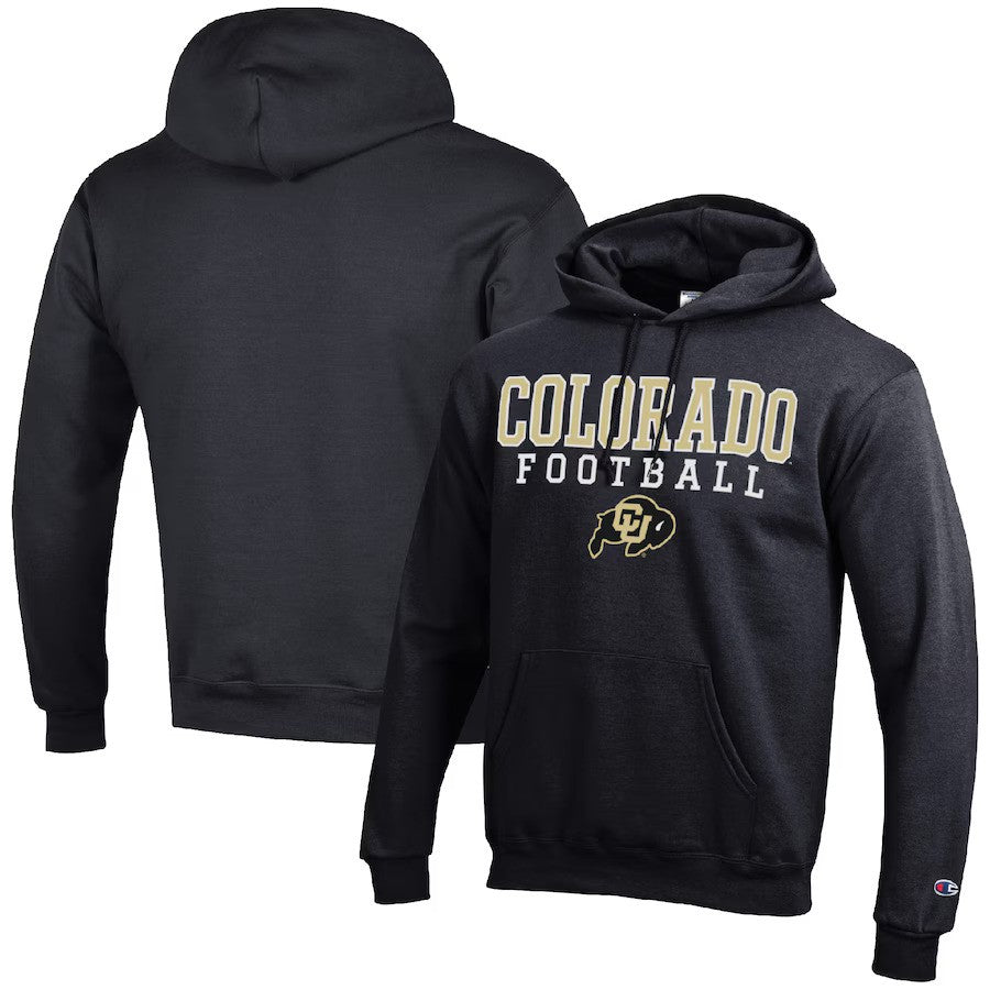 Colorado Buffaloes NCAA Champion Football Stack Pullover Hoodie – Black (USA Stock) - UKASSNI
