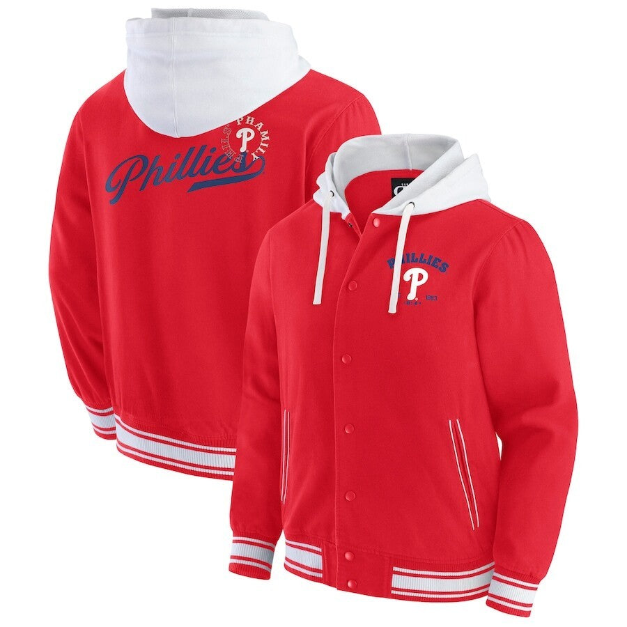 Philadelphia Phillies MLB Darius Rucker Collection by Fanatics Full-Snap Hooded Jacket - Red - UKASSNI