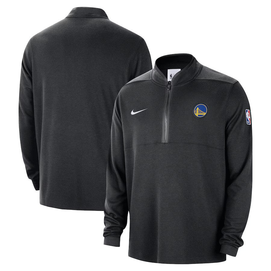 Golden State Warriors NBA Nike 2024/25 Courtside Performance Half-Zip Top - Black - UKASSNI