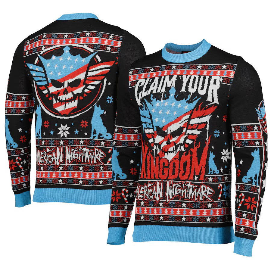 Cody Rhodes Claim Your Kingdom Ugly Holiday Sweater - Black - UKASSNI