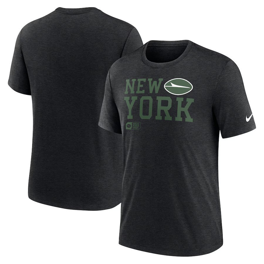 New York Jets NFL Nike Overlap Lockup Tri-Blend T-Shirt - Black (USA Stock) - UKASSNI