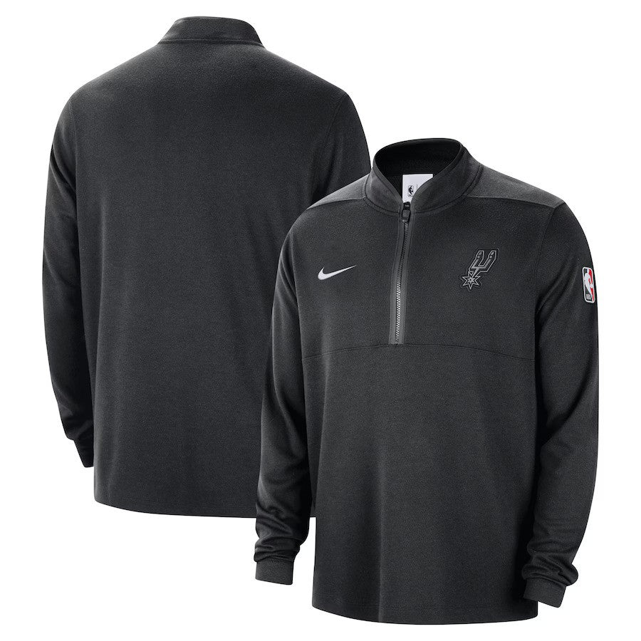San Antonio Spurs NBA Nike 2024/25 Courtside Performance Half-Zip Top - Black - UKASSNI
