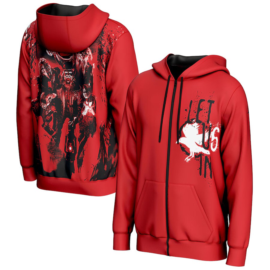 Wyatt Sicks WWE ProSphere “Let Us In” Full-Zip Hoodie – Red (USA Stock) - UKASSNI