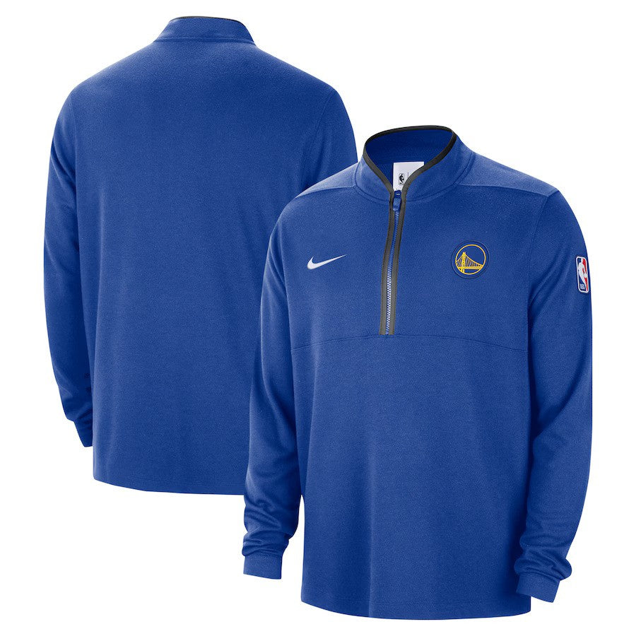 Golden State Warriors NBA Nike 2024/25 Courtside Performance Half-Zip Top - Royal - UKASSNI