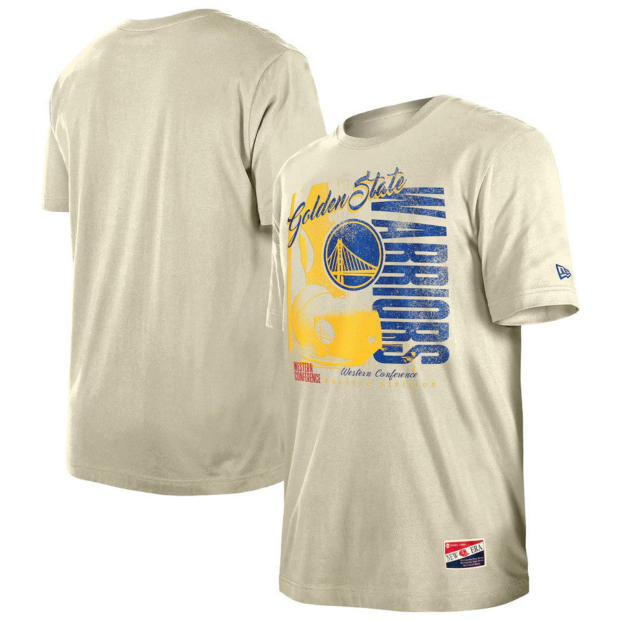 Golden State Warriors NBA New Era Distressed Throwback Vintage Color Pack T-Shirt - Cream - UKASSNI