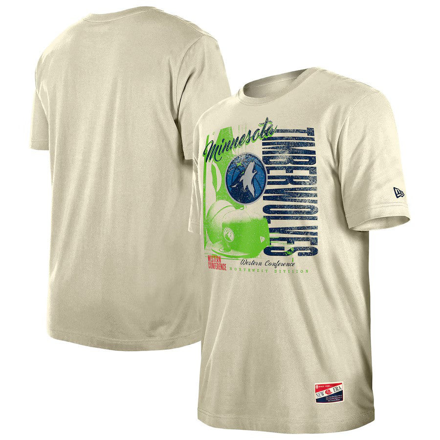 Minnesota Timberwolves NBA New Era Distressed Throwback Vintage Color Pack T-Shirt - Cream - UKASSNI